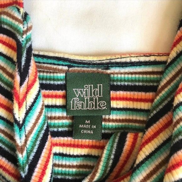 Wild Fable Women's Twisted Front Multicolor Ribbed Knit Tank Bodysuit Sz Medium - Picture 2 of 8